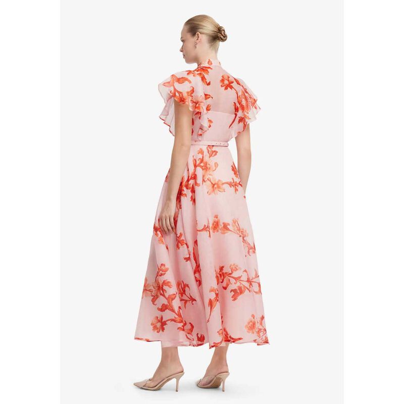LEO LIN Elsie Flutter Sleeve Midi Dress - Magnolia Print image number 1